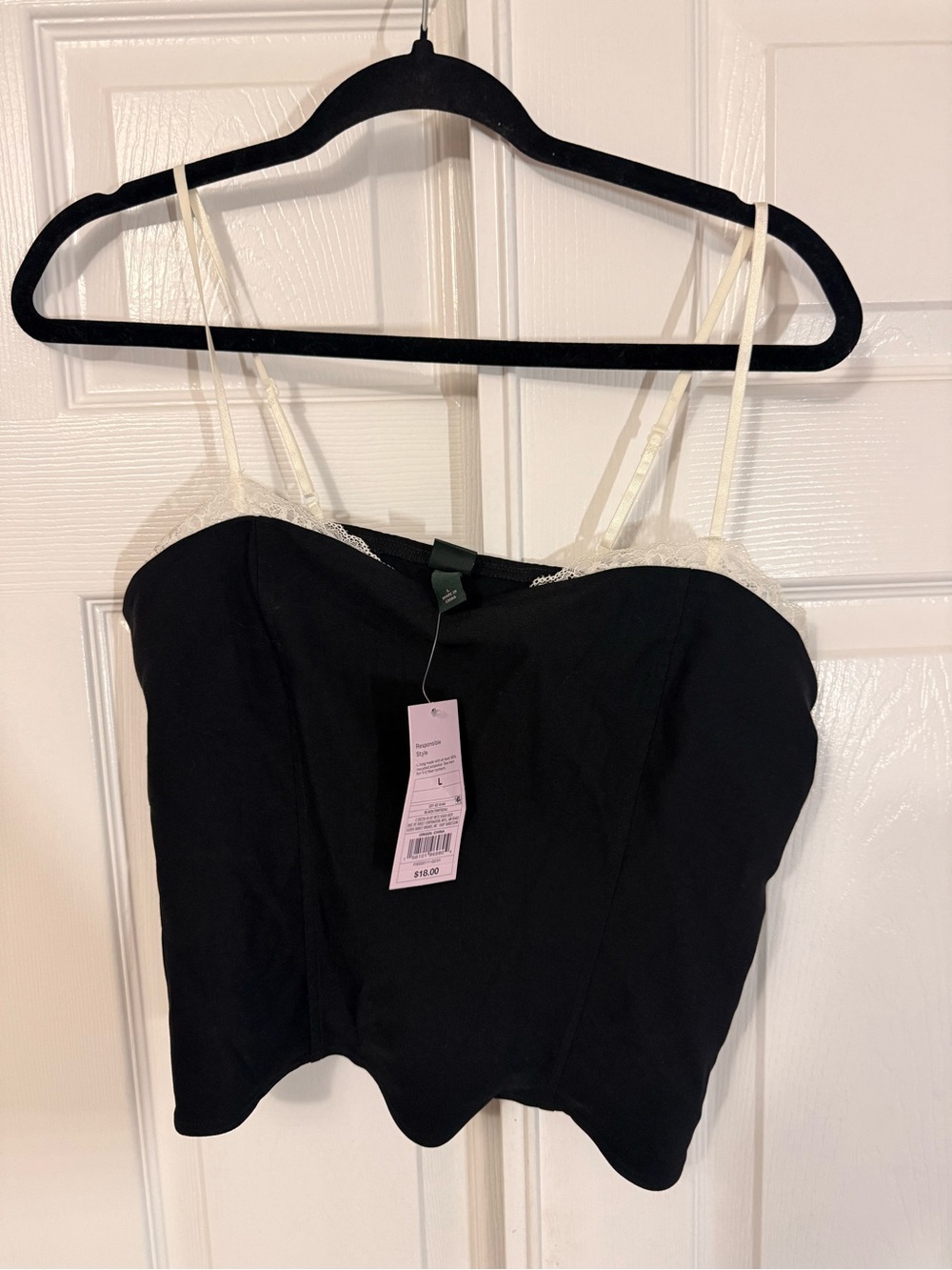 Wild Fable Black Corset Lace Trim Cami Top